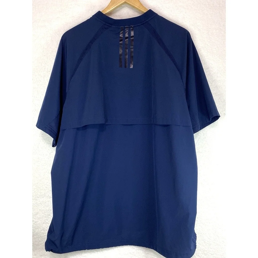 Adidas‎ Mens Navy Blue Quarter Zip Short Sleeve Performance Pullover Top Large
